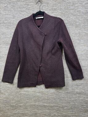 French Rags Cardigan Sweater Womens Size M Red Geometric Knit Jacket Warm